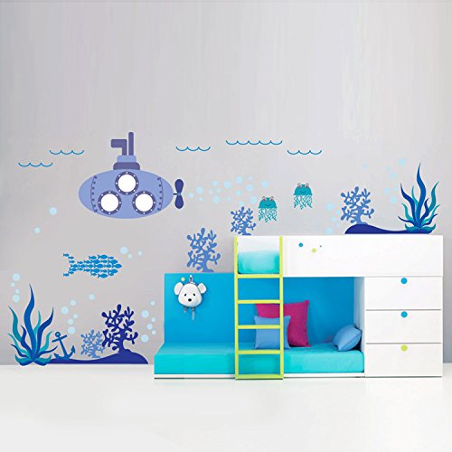 Wandsticker Wand Aufkleber Walplus Sticker Papierkunst Dekoration Meer Super Ozeanwelt Fisch Kinderzimmer Kinder U-Boot Sticker - 2