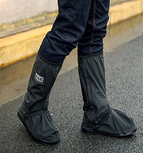 YAHUANG Regenüberschuhe Wasserdicht Schuhe 1 Paar, Outdoor Radsportschuhe Regendicht Rutschfestem Überschuhe optimal vor Nässe, Schnee und Matsch geschützt - 4
