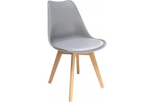 JUMI Oslo Dining Room Chair - Dining Room Chairs with Cushions - Chairs for Living Room Dining Room - Office Chair without Armrests - Wooden Legs - Velvet - Grey