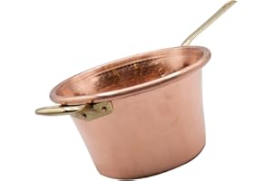 CREARTISTIC Paiolo per Polenta in Rame, 30 cm, 6L - Manico Ottone, 9 Persone, anche per Marmellata, Formaggi, Pentola Martellata a Mano - Made in Italy