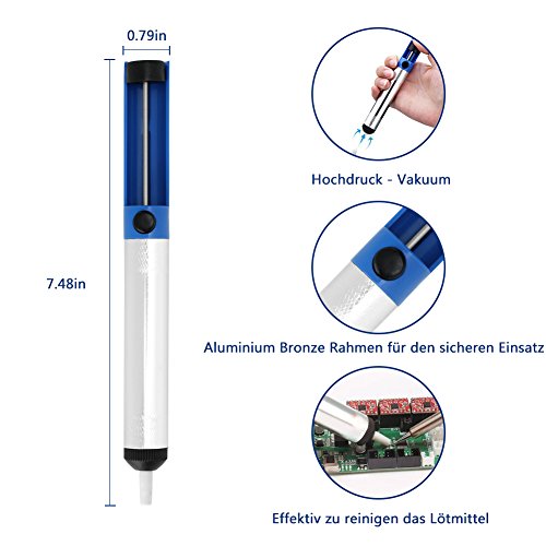 KYG Lötkolben Set 18er Elektro Lötset 60W 220V einstellbare Temperatur Schweißen 200-450 ℃ mit Lötspitzen Entlötpumpe usw. - 3