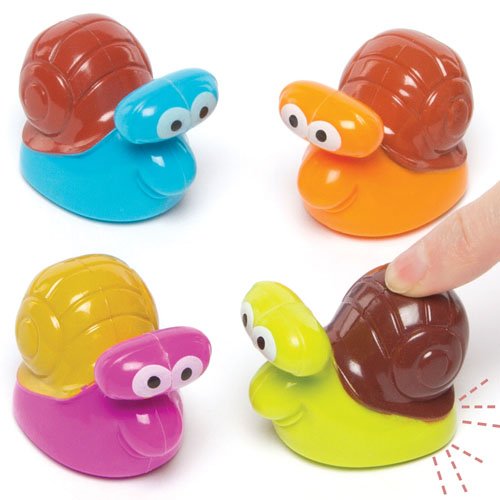 Pull-Back-Rennschnecken für Kinder als kleine Überraschung oder als Preis bei Partyspielen (4 Stück)