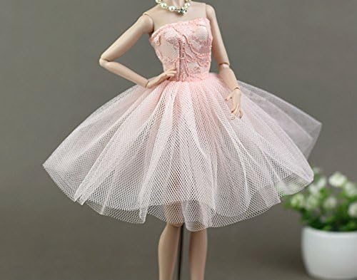 Fashion Clothes Dress for Doll, Princess Doll Wedding Gown Lace Floral Dress, Dresses for Barbie/Doll Long Dress, Stillshine BU-05 (pink 9)