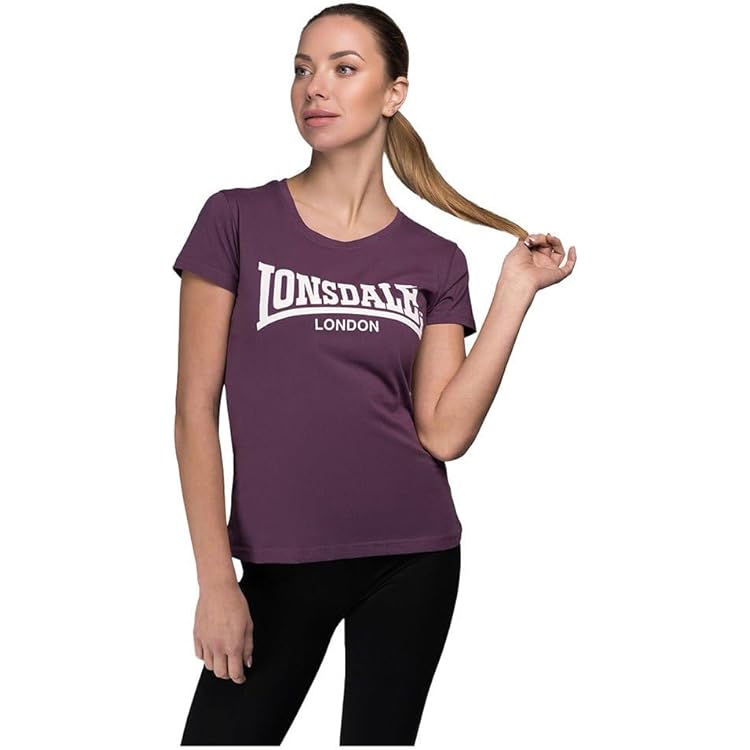 Lonsdale Corton T-Shirt Femme - Coton Pur - Coupe Moulante - Style Sport Décontracté