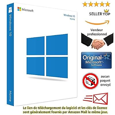 Microsoft Windows 10 Famille (HOME) 32/64 bits | Licence Français | Clé d'activation originale | Livraison par e-mail