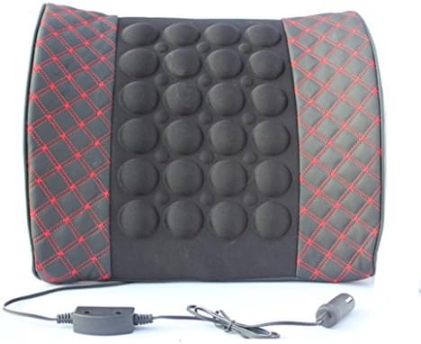 HAZF Lumbar Massage Cushion, Health Care Waist Back Brace Support Pillow Pad, 12V Input , red + black