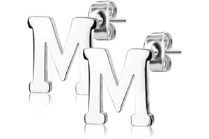 Bungsa Ohrstecker BUCHSTABEN A-Z in Silber oder Rosegold - Alphabet Ohrringe zum Stecken - aus Edelstahl - Ohrschmuck für Damen, Kinder & Herren - A B C D E F G H I J K L M N O P R S T U V W Z