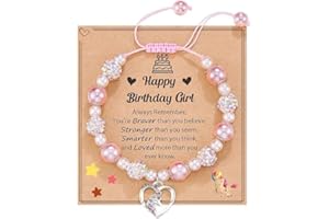 DHRUTI Einhorn Armbänder, Rosa Perlen und Strasskugeln Armband, Personalisierte Einhorn Armband,Bunte Schmuck Armbänder für Mädchen,Weihnachtsgeschenke | Geburtstagsgeschenk, Für Mädchen Frauen