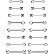 Kit Piercing Alla Lingua - 14 Pezzi - Acciaio Chirurgico 14G - Aste Da 10 A 22 Mm - Per Capezzoli E Lingua - Foto 9