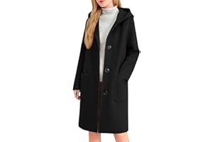 Generisch Damen Winterjacke mit Kapuze Übergangsjacke mittellang Fleecejacke Warm Gefüttert Eleganter Wintermantel Lang Moderner Mantel Jacke für Alltag Freizeit und Büro