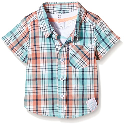 Pumpkin Patch Baby-Boys Mock Toucan Check Plain Shirt, Blue (Anchor Blue), 6-12 Months