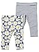 M&Co Baby Girls Classic Stretch Cotton Stripe And Daisy Floral Print Casual Comfort Legging - 2 Pack Navy 12/18 Mnth