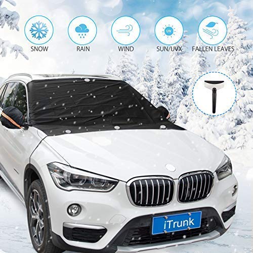 iTrunk Copertura Parabrezza Auto, Protezione Parabrezza Copriauto Copertura Ghiaccio Auto per Il Vetro per Proteggere I Tergicristalli e Specchietti, Copertura Parabrezza Auto con 4 Calamite Nascoste
