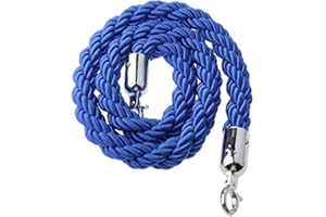 SHANGHH 1.5 m Velvet Handrail Rope Barrier Rope Standard for People Guidance System Barrier Tape Barrier Belt with Stainless Steel Hook (Blue)