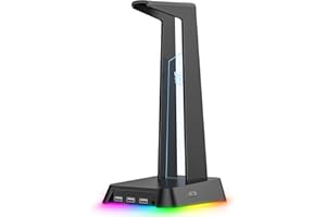 AJIJAR RGB-Headset-Ständer Mit 3.5-mm-AUX-und 3 USB-2.0-Anschlüssen, Gaming-Headset- Ständer Mit Rutschfester Gummibasis