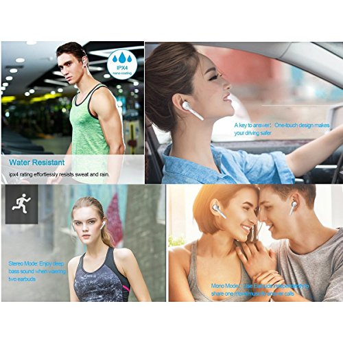 Auriculares Inalambricos  DEYIMEI Bluetooth 4 2 Menor Inal  mbrico Manos libres Bluetooth Auriculares in Ear con Cargador Port  til y Reducci  n de Ruido para Corriendo para iOS y Android