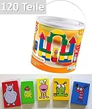 Große BAUSTEINE Spieltrommel Holz 120 Teile mit Figuren Kinder 1-5 Jahre ~yx - 3