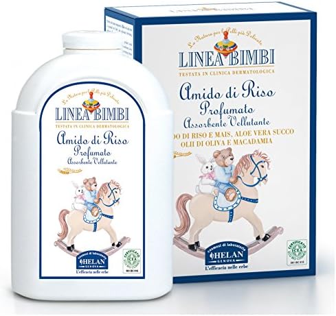 Linea Bimbi Newborn Baby Bath Rice Starch Talc free Talc, Certified Organic 97% Natural, Dermatology Tested, SLS SLES Paraben GMO free. 75g