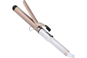 Ten-Tatent Curling Tongs, 32mm Barrel Curling Tong Iron, Ceramic Tourmaline Coating Barrel Hair Curlers, Dual Voltage Curling Wand for Long & Short Hair, 160-220℃ Adjustable, White