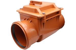 MD technic Rückstauverschluss DN125 orange mit Rückstauklappe & Notsperre – Rückschlagventil für Abwasser, nagetiersicher, mit Edelstahleinlage, Geruchsstopp –Außenbereich