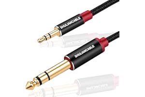 SHULIANCABLE Kabel audio jack 3,5 mm na 6,35 mm, wtyczka do wtyczki, stereo audio AUX kabel do gitary, miksera, mikrofonu, nagrywarki, laptopa, wzmacniacza itp. (3M)