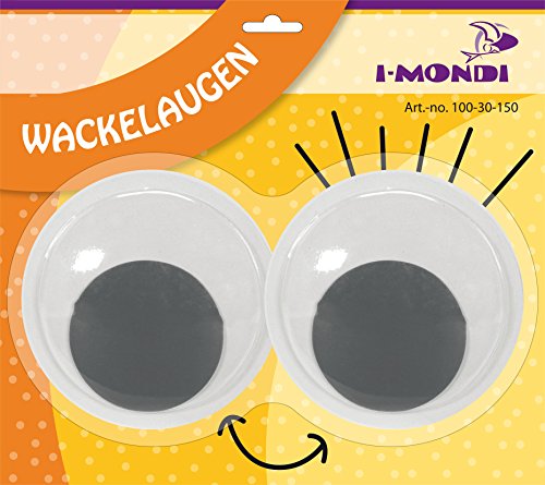 i-mondi® Wackelaugen groß, mit schwarzer Pupille, 2er Set, 15 cm, selbstklebend