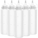 Gvolatee Bottiglia Squeeze di Plastica,5pcs 240ml 8oz Bottiglia per Squeeze con Tappi - a Prova di Perdite e Senza BPA, per K