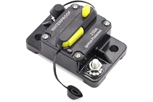 MOTTDAM Disyuntor de coche de 30-300A AMP 12V-48V DC impermeable Audio de coche Disyuntor en línea con inversor de soporte de fusibles de reinicio manual para automóvil, barco marino (250A)