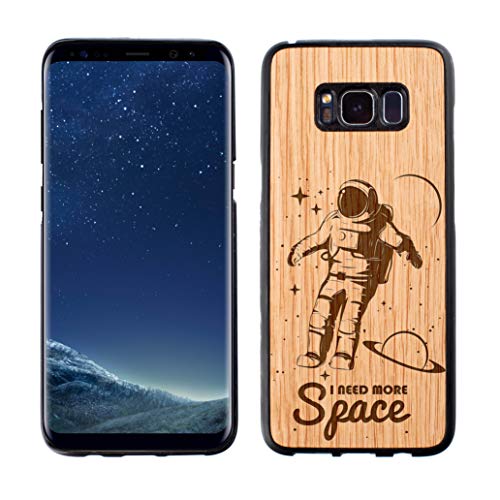 I Need More Space Cosmos Place Stars Galaxy Astronaut Oak Handcrafted Natural Wood Case Cover For Samsung S8