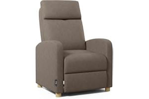 ZZ DON DESCANSO - Sillon Relax Reclinable Tela Verona (63x74x105cm). Sillón Reclinable Compacto con Reposapiés, Apertura Push, 2 Posiciones y Posición Cero, Butaca Reclinable hasta 160º (Marrón)
