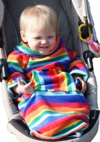 POP-ON Sleeved Buggy Blanket for Babies and Toddlers 1-3 years for Buggies and Car Seats - RAINBOW