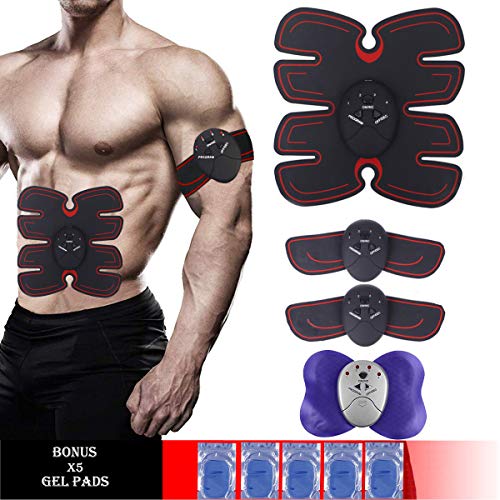 Stimulateur musculaire entraîneur pour abdominaux ceintures tonifiantes abdominales appareil de mise en forme à domicile pour hommes et femmes coussins de gel 10pcs gratuits et 1 Massager papillon