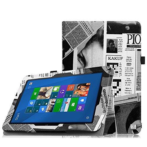 MEDION LIFETAB S10321 / Odys Notos Plus 3G Hülle Case - Fintie Slim Fit Folio Kunstleder Schutzhülle Cover Tasche mit Ständerfunktion und Stylus-Halterung für MEDION LIFETAB S10321 (MD 98687) / Odys Notos plus 3G 25,7 cm (10,1 Zoll) Tablet-PC, Zeitung