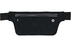 AfitLulu Ultrafina Running Belt, Riñonera Running Mujer y Hombre con Orificio para Auriculares, Riñonera Deportiva Ajustable e Impermeable para Actividades al Aire Libre (Negro)