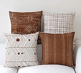 FabThing 4 Set Geometrie Kissen Kissenbezüge Morden Dekorative Kissenhülle Kopfkissen Zuhause Für Sofa,45cmX45cm Braun FabThing 4 Set Geometrie Kissen Kissenbezüge Morden Dekorative Kissenhülle Kopfkissen Zuhause Für Sofa,45cmX45cm Braun