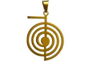 Vera Mentis Pendentif Reiki Cho Ku Rei – Symbole Sacré de Puissance Énergétique – Chaîne Offerte Acier Inoxydable Doré ou Argenté – Bijou Spirituel Unisexe