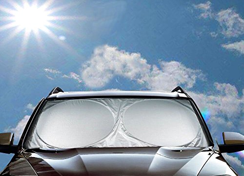 Bever Protector de Parabrisas para el Sol, 160×86cm Parasoles de Coche Plegable, Anti Rayos UV, Mantener el refrigerado el Coche, Tamaño Flexible, Fácil de Utilizar y Guardar