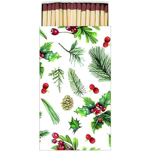 45 Kaminhölzer Mit Weihnachtsmotiv – Streichhölzer 9,5 Cm Lang, Box 11 X 6,3 Cm, Als Tischdeko