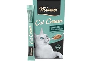 MIAMOR - Cat Snack (kremowa) | smaczna przekąska do rozpieszczania dorosłych kotów. Karma uzupełniająca w porcjowanym woreczku, bez cukru i sztucznych dodatków, pojemność: 11 x 5 x 15 g drobiu