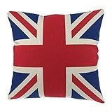 Luxbon ( Drapeau du Royaume-Uni l'Union Jack Coton Linge Protège Taie d'oreiller Canapé Housse de Coussin Voiture Maison Lit Décor 45x45 cm 18x18 ''