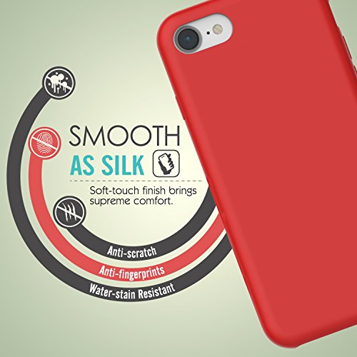 MoKo Funda para iPhone 7 - Ultra Slim Flexible Silicona Parachoques Gel Ara  azos Absorbente Resistante Protector Tacto Suave Back Cover para Apple iPhone 7  Rojo