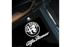 ZZRSXZSR 2 Pezzi Luce di Benvenuto Auto per Alfa Romeo Giulia Stelvio Mito Giulietta | Proiettore LED Porta ad Alta qualità con Proiezione Logo | Design Effetto Pozzanghera e Luce Fantasma,A
