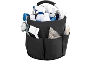Hojalis Large Cleaning Caddy Organiser With Handle, Foldable Bag, Products Organiser, Bucket, Storage Organiser for Home, Garden, Beach, Picnic (Black)
