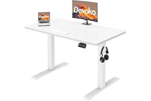Devoko 120x60 cm Escritorio Regulable en Altura, Escritorio Elevable Eléctrico Telescópico Bidireccional, Escritorio de Oficinay Hogar, para Estudio en Casa con Tablero Ensamblado, Blanco