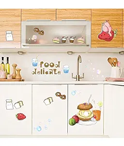 Decals Design Kitchen Fruits Food Burger and Drinks Wall Sticker (PVC Vinyl, 50 cm x 70 cm)