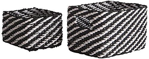 Compactor RAN7421 Set aus 2 weißen Aufbewahrunskörben geflochtener Papierfaser, schwarz / weiß