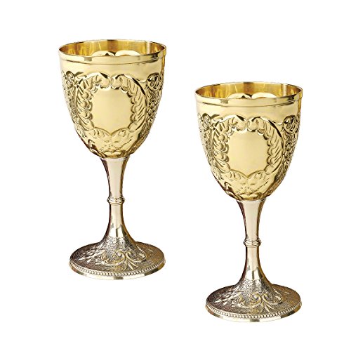 Design Toscano Der Königliche Kelch, Geprägte Messingkelche: 2er-Set
