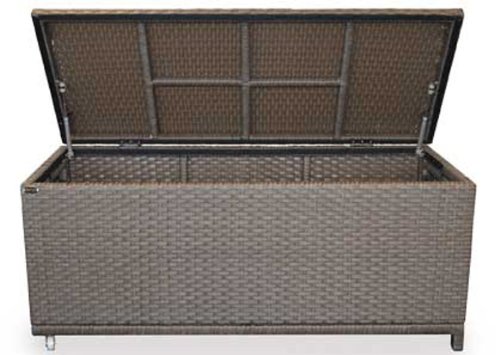 BAÚL PARA ALMACENAJE/BANCO CON COJÍN DE RATÁN Y MIMBRE PARA JARDÍN Y