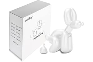 alslovkar Statua a forma di cane con palloncino, decorazione per la casa, moderna scrivania e ufficio, decorazione per la casa, accessori per il soggiorno (Dipinto-Bianco,22x22x10cm)