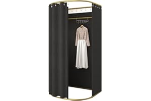 Ainbonte Portable Changing Room, Clothing Store Dressing Room, Privacy Protection Standing Mobile Fitting Room, for Boutiques, Centre Mall and Offices, 200x100x95cm (Black)